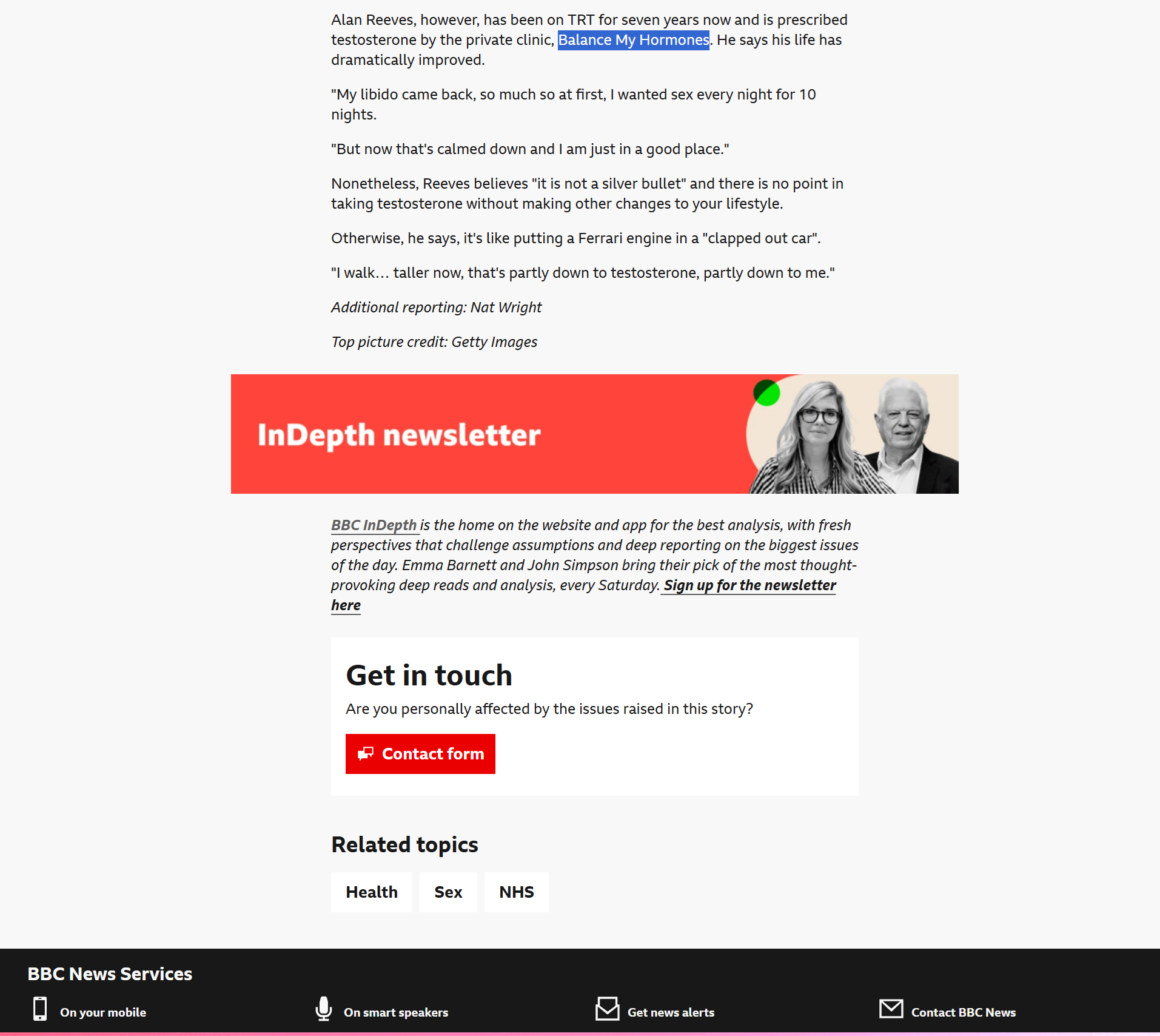 BBC featuring Balance My Hormones